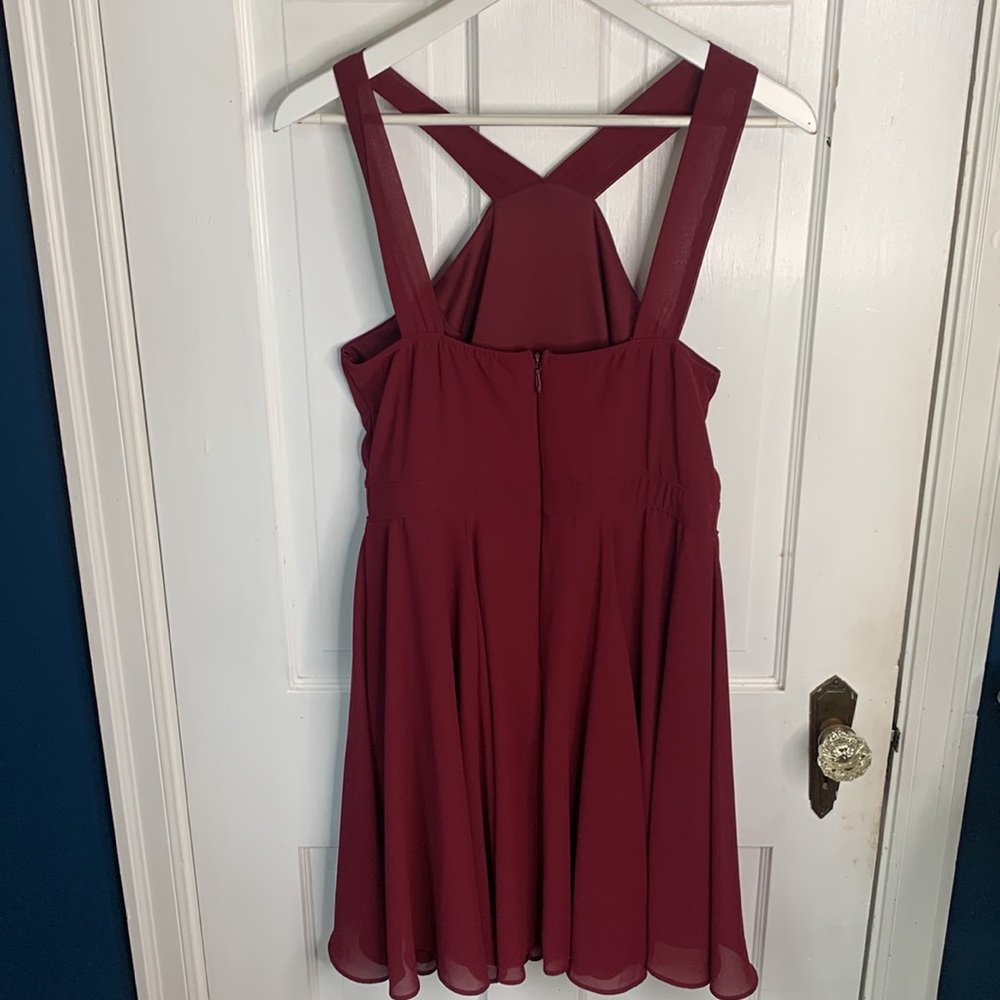Lulu’s Forevermore Burgundy Holiday Skater Dress W-730 Size Large - Picture 12 of 12